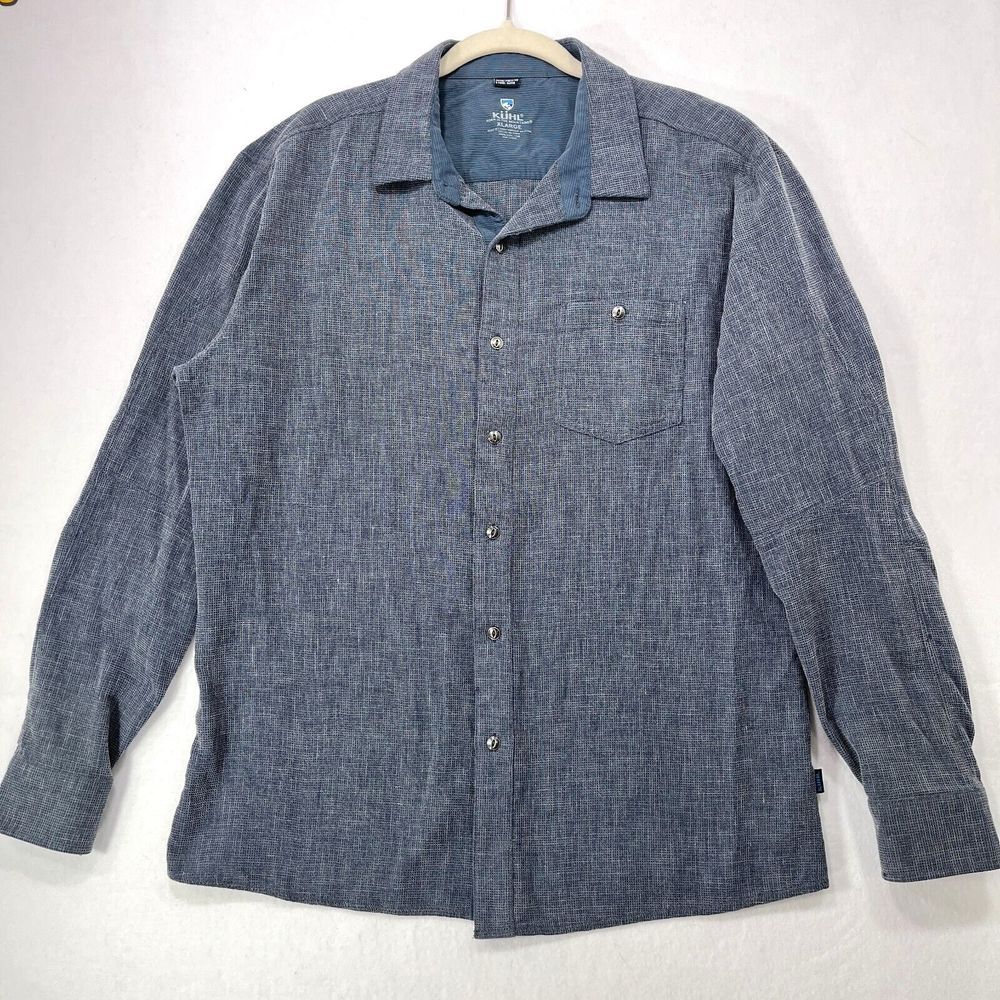 Kuhl Men's Casual Button Down Shirt in Heathered Blue
